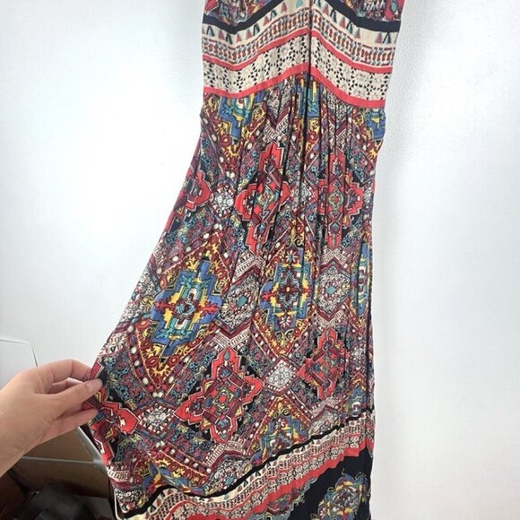 Angie Babydoll Maxi Dress sz S Colorful Y2K Hippie Southwestern Strappy Artsy - Picture 4 of 12
